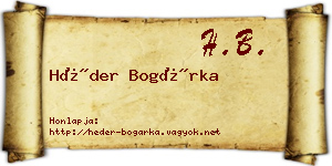 Héder Bogárka névjegykártya